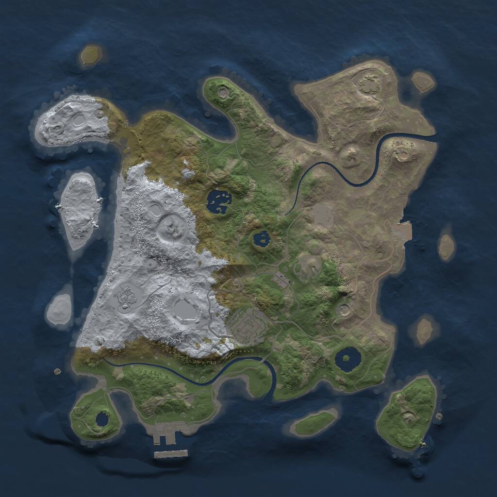 Rust Map: Procedural Map, Size: 3000, Seed: 9425, 7 Monuments