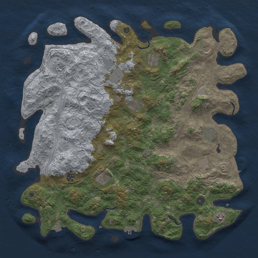 Rust Map: Procedural Map, Size: 4500, Seed: 609278762, 19 Monuments