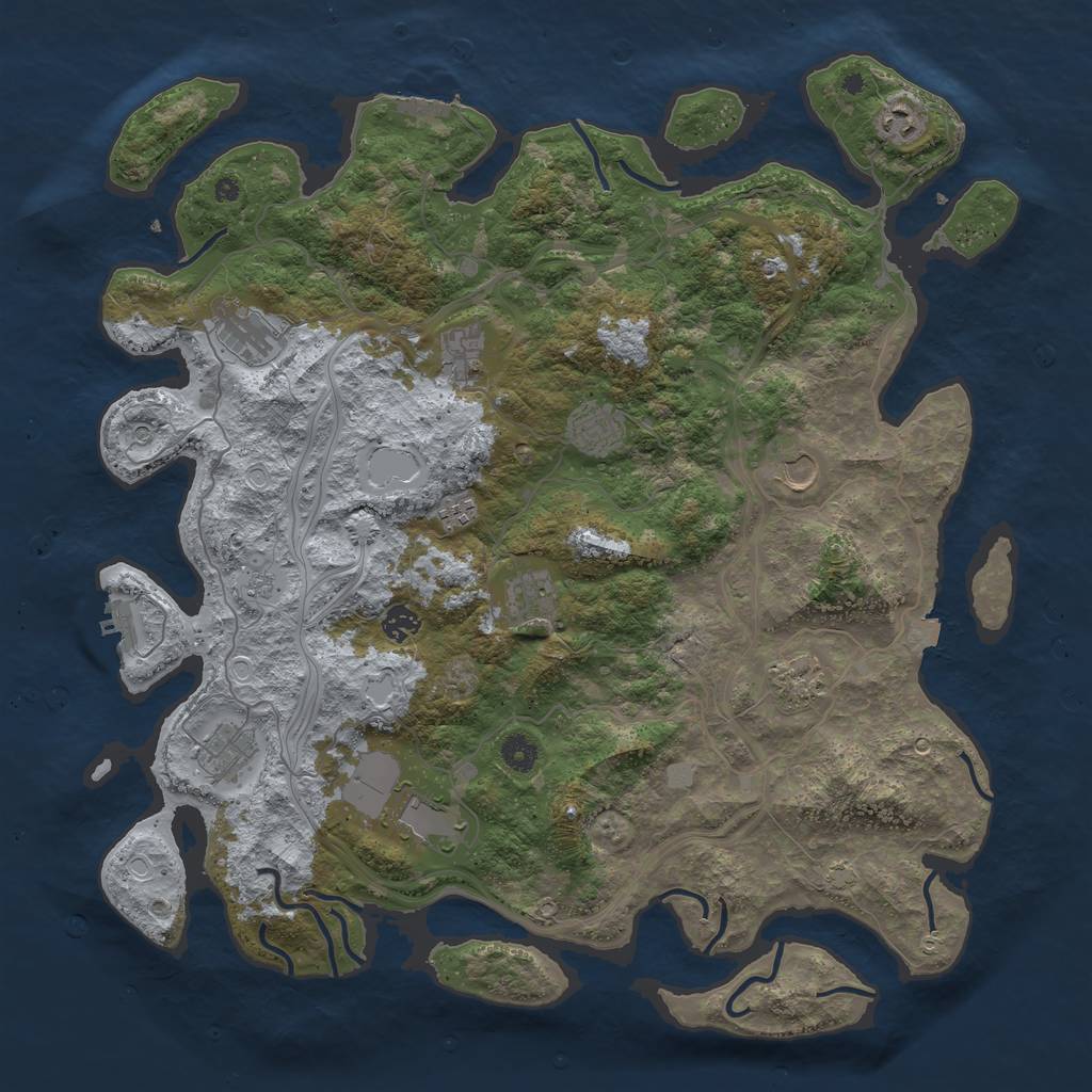 Rust Map: Procedural Map, Size: 4500, Seed: 1703862684, 19 Monuments