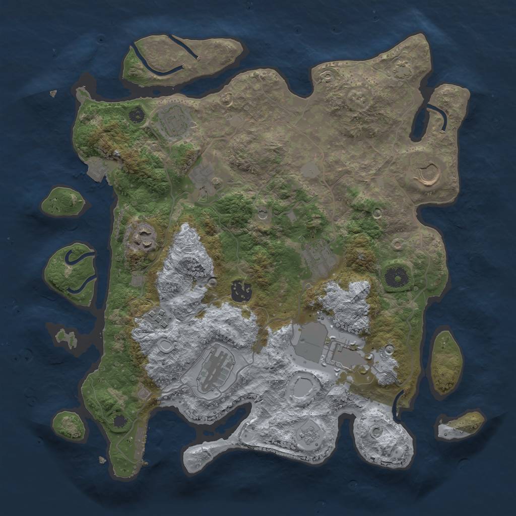 Rust Map: Procedural Map, Size: 3500, Seed: 480960930, 16 Monuments