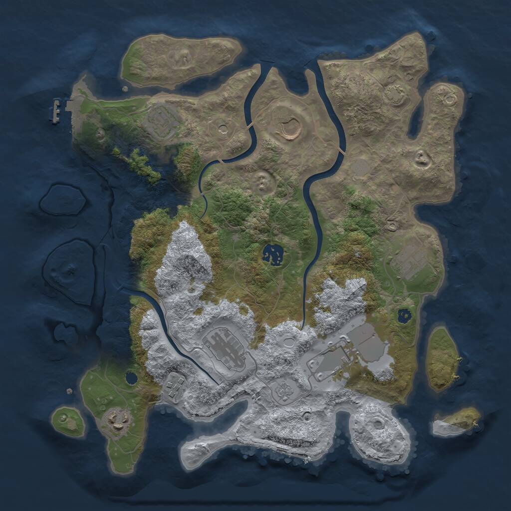 Rust Map: Procedural Map, Size: 3500, Seed: 480960930, 13 Monuments