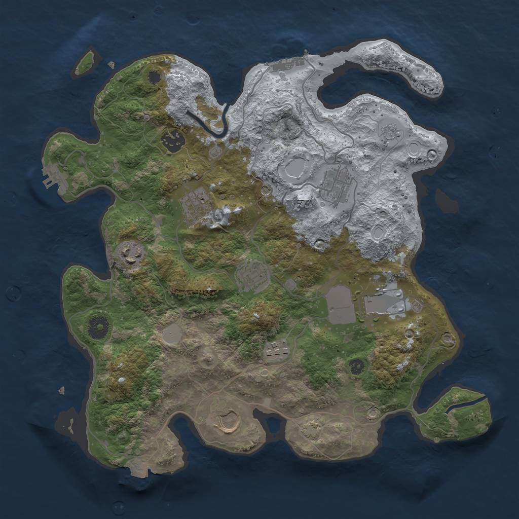 Rust Map: Procedural Map, Size: 3500, Seed: 888404872, 16 Monuments