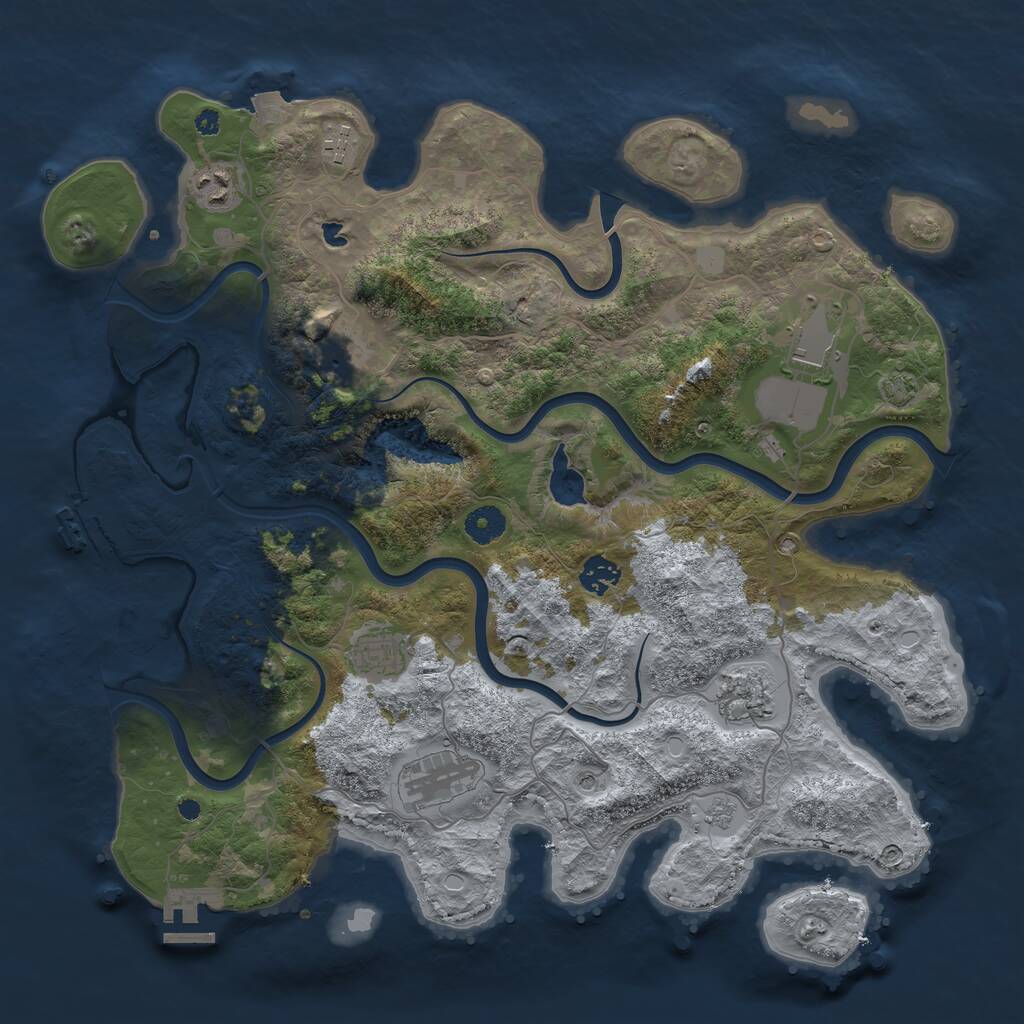 Rust Map: Procedural Map, Size: 4000, Seed: 2211, 14 Monuments