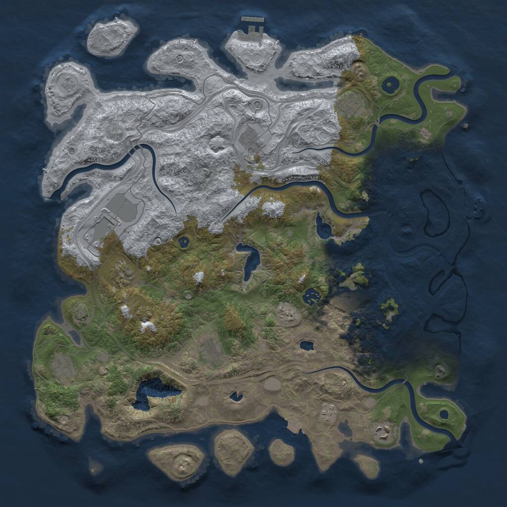 Rust Map: Procedural Map, Size: 4500, Seed: 109911527, 16 Monuments