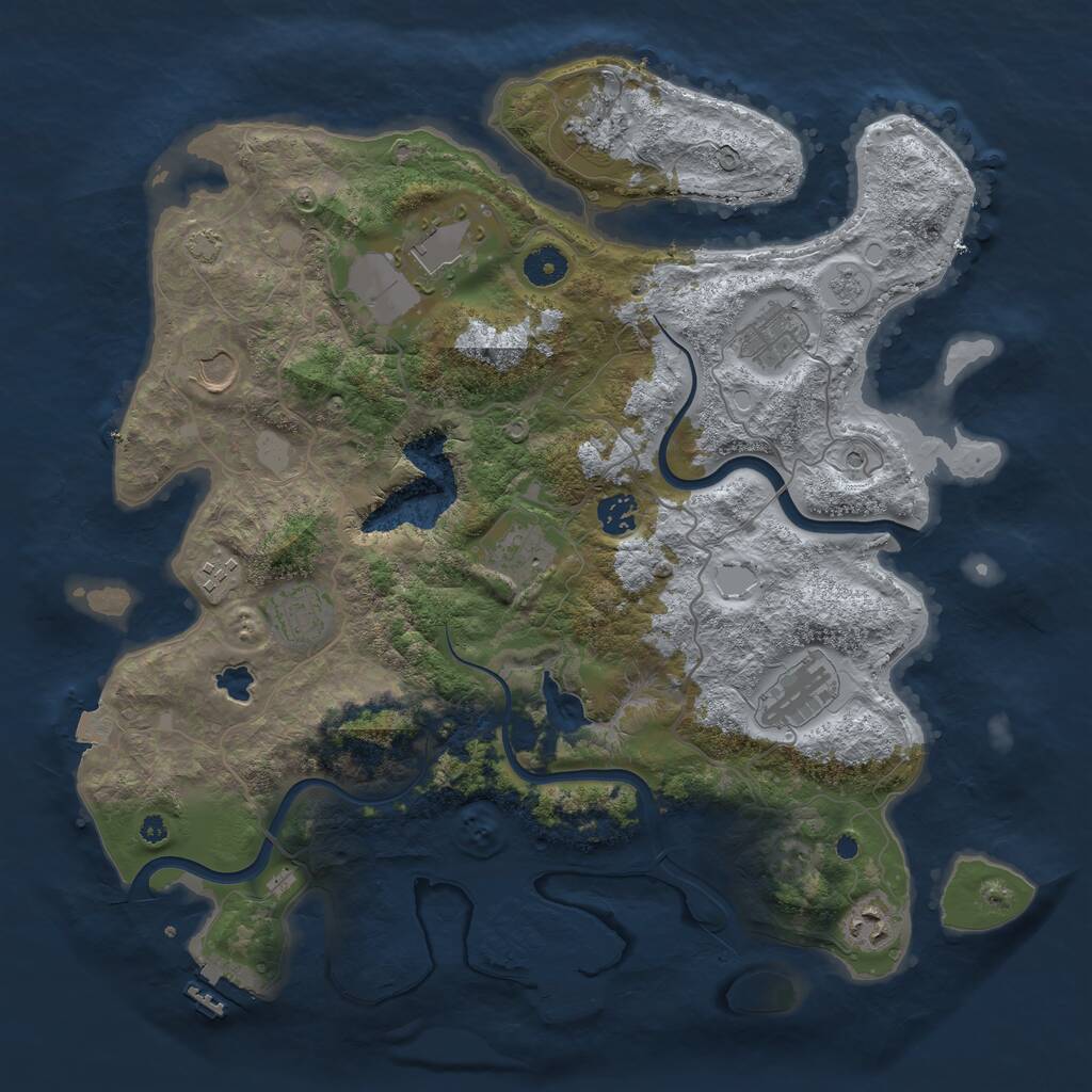 Rust Map: Procedural Map, Size: 4000, Seed: 5418, 16 Monuments
