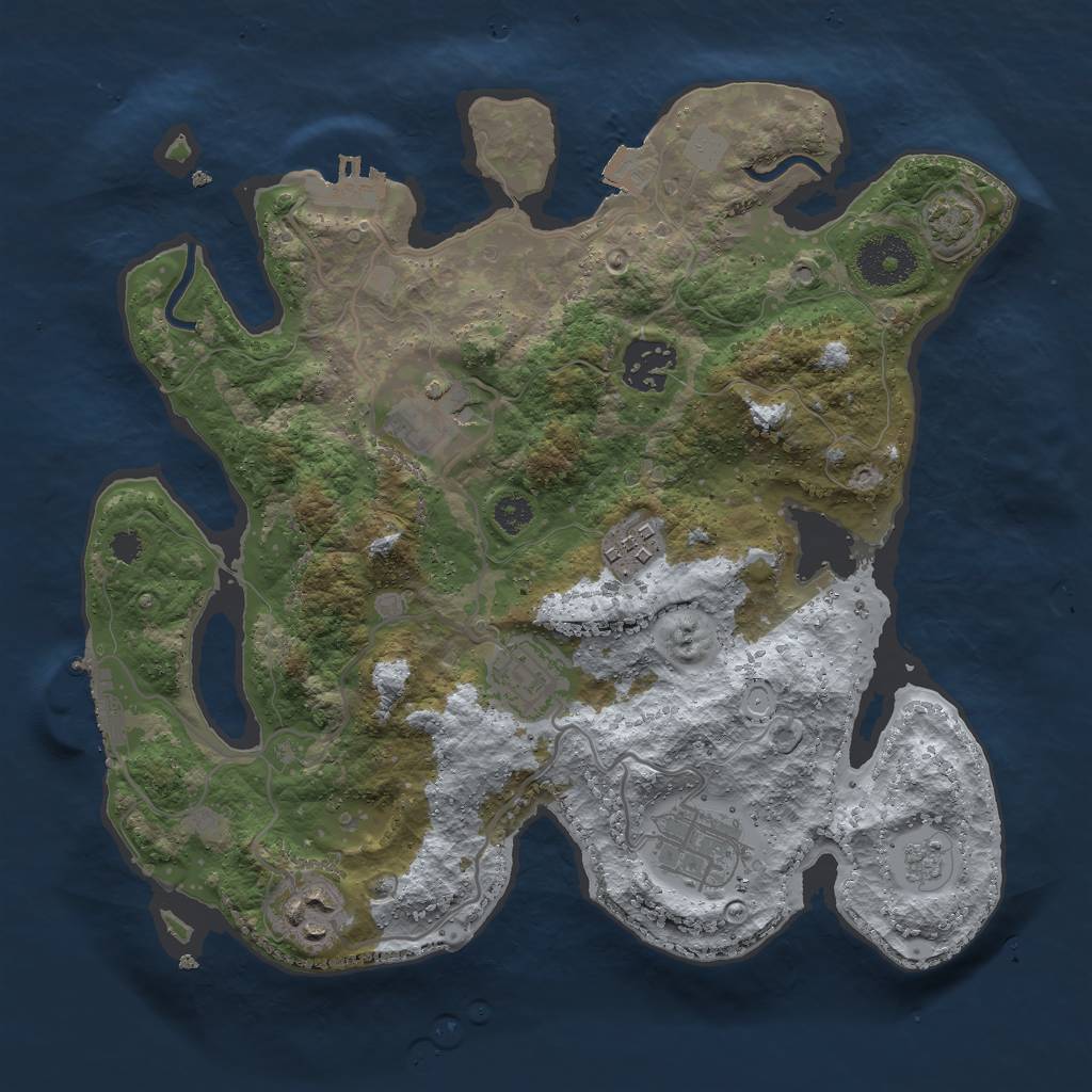 Rust Map: Procedural Map, Size: 3000, Seed: 3106545, 13 Monuments