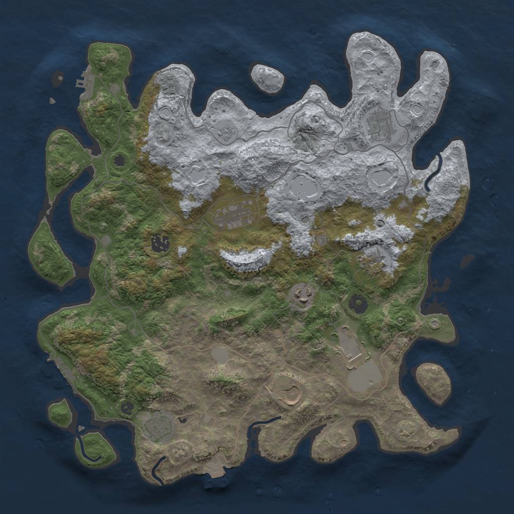 Rust Map: Procedural Map, Size: 4000, Seed: 692989642, 17 Monuments