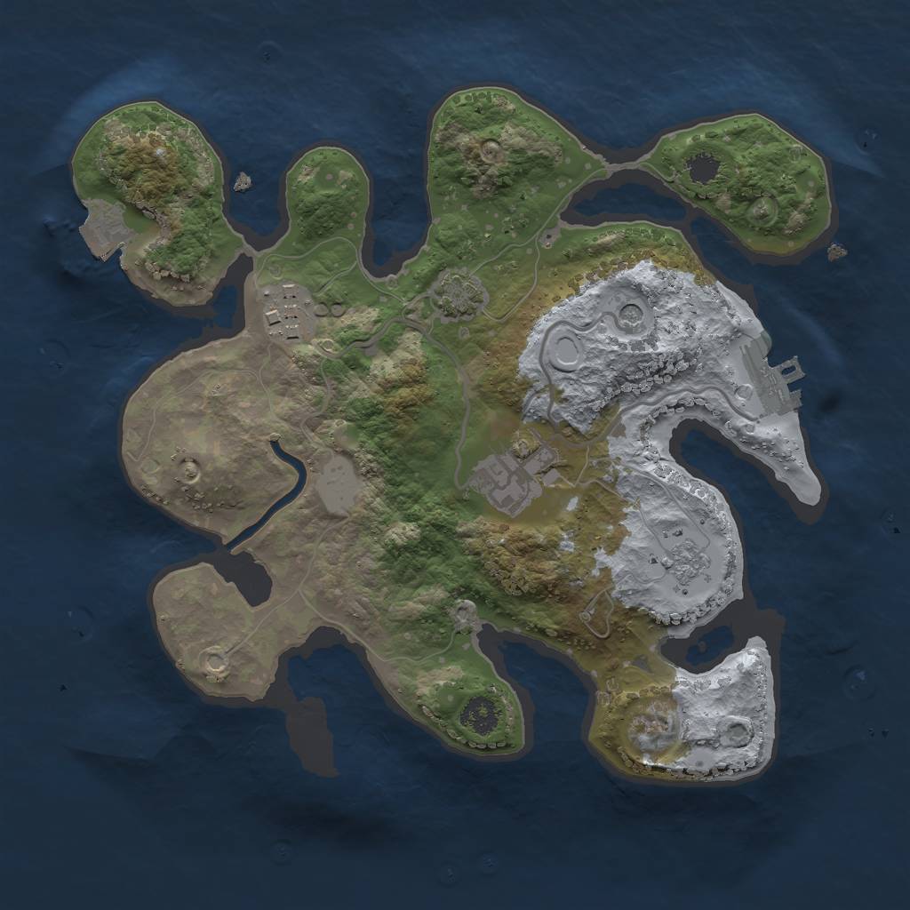 Rust Map: Procedural Map, Size: 2500, Seed: 973916296, 9 Monuments