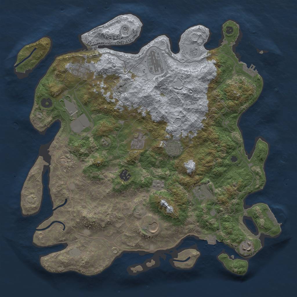 Rust Map: Procedural Map, Size: 4050, Seed: 1505476302, 19 Monuments