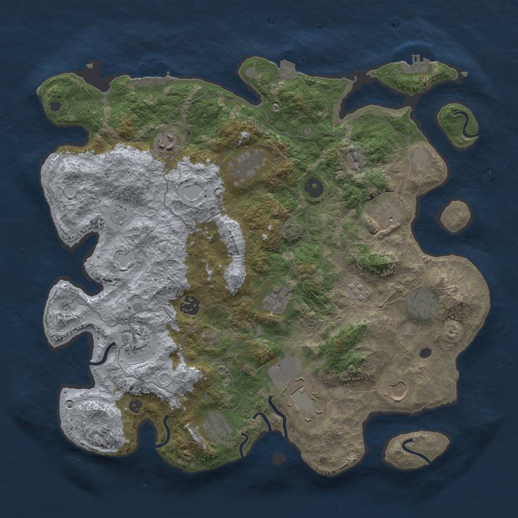 Rust Map: Procedural Map, Size: 4000, Seed: 1285086653, 19 Monuments