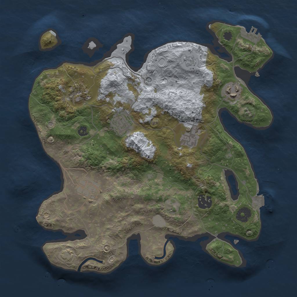 Rust Map: Procedural Map, Size: 3000, Seed: 991971960, 13 Monuments