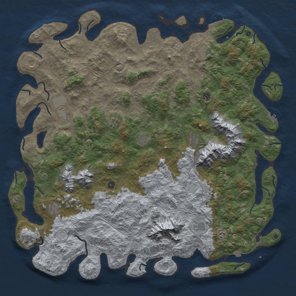 Rust Map: Procedural Map, Size: 6000, Seed: 463570473, 19 Monuments