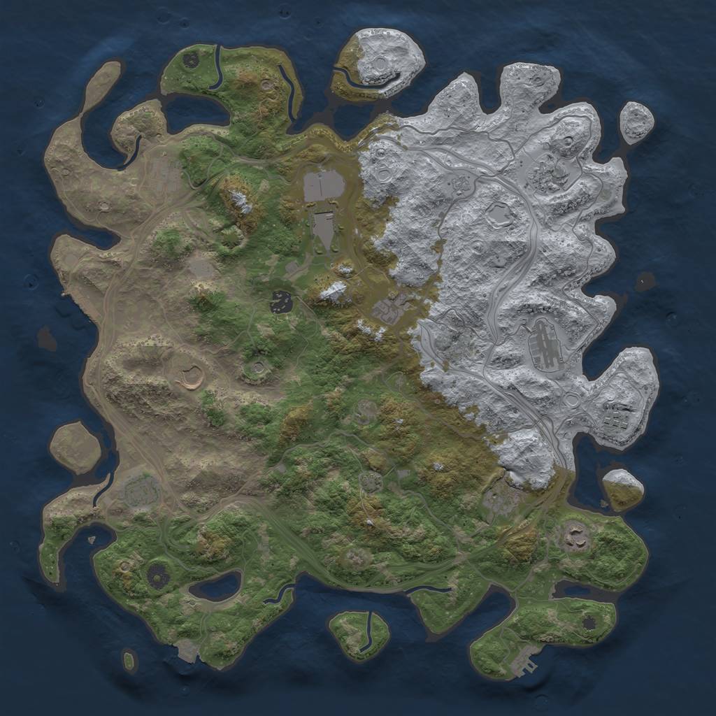 Rust Map: Procedural Map, Size: 4500, Seed: 1483184414, 19 Monuments