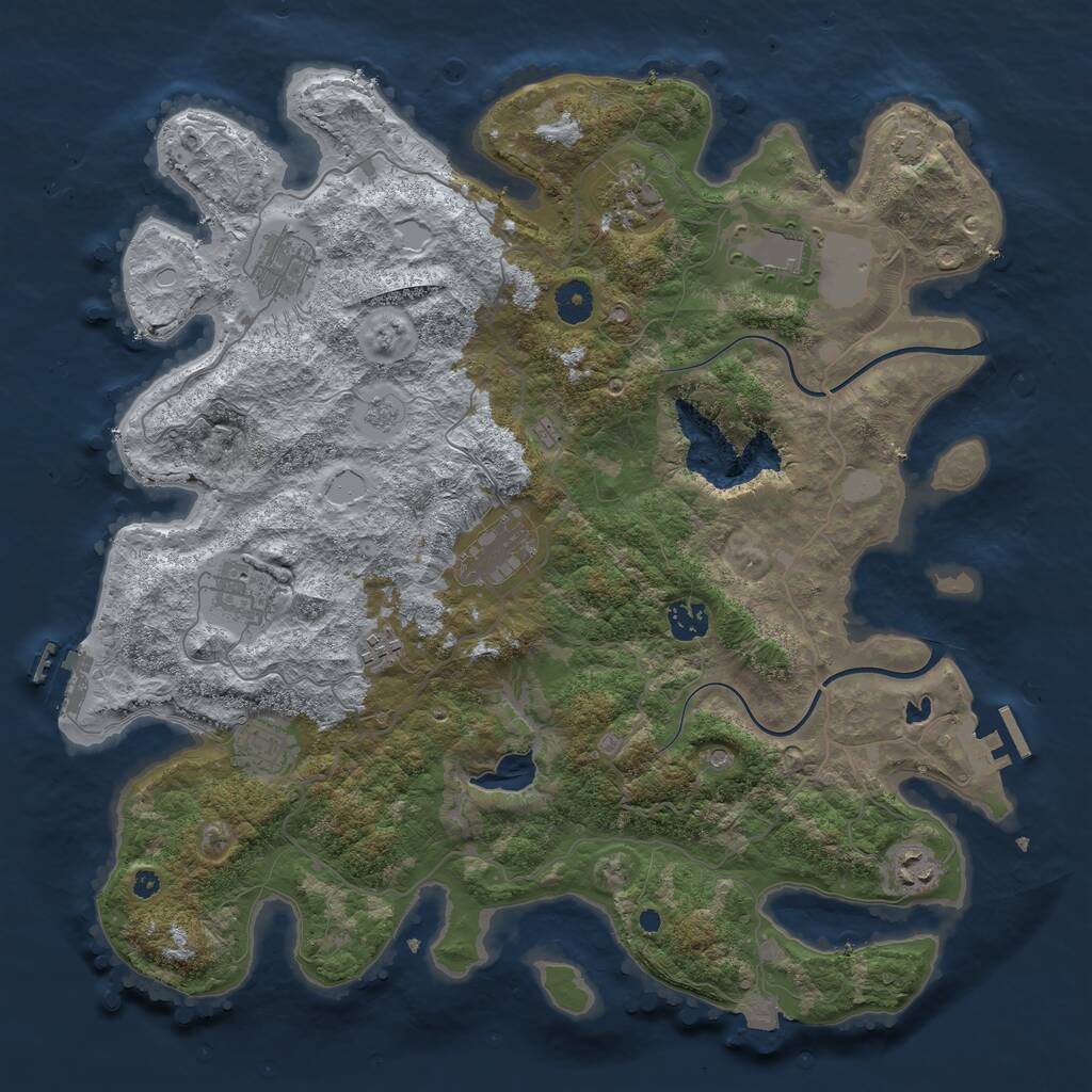 Rust Map: Procedural Map, Size: 4000, Seed: 1815384445, 15 Monuments