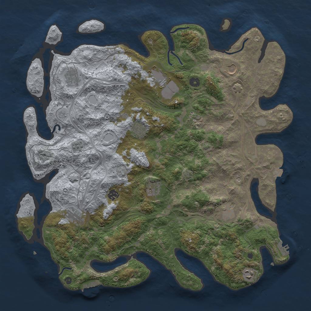 Rust Map: Procedural Map, Size: 4500, Seed: 1747474948, 19 Monuments