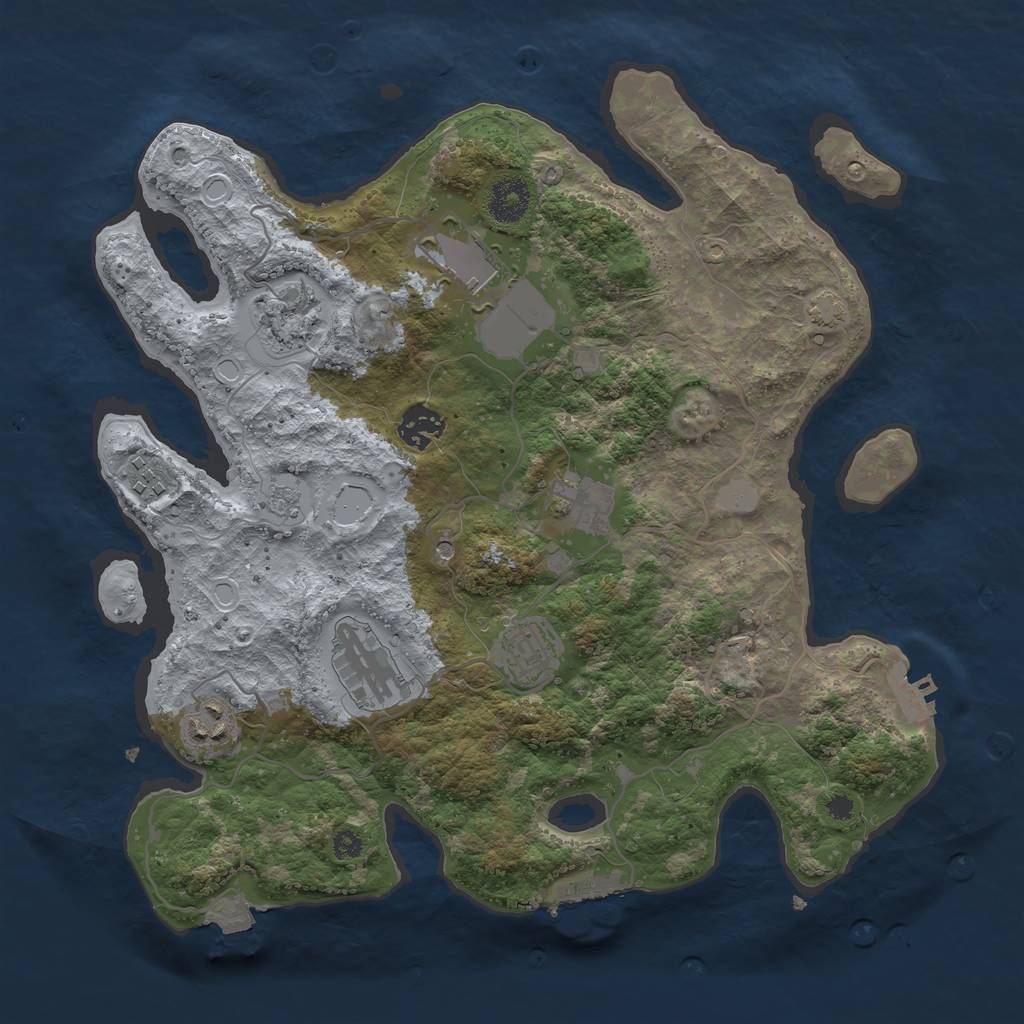 Rust Map: Procedural Map, Size: 3500, Seed: 2053522906, 16 Monuments