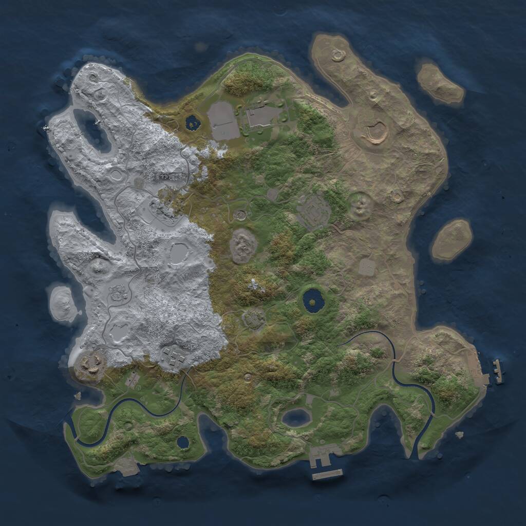 Rust Map: Procedural Map, Size: 3500, Seed: 2053522906, 12 Monuments