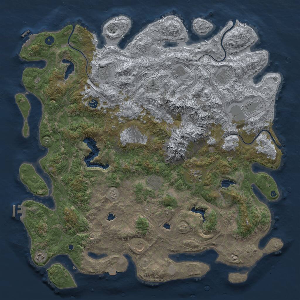 Rust Map: Procedural Map, Size: 5000, Seed: 925434433, 17 Monuments