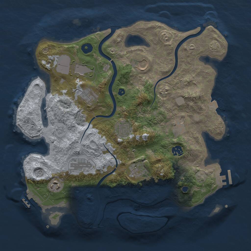 Rust Map: Procedural Map, Size: 3500, Seed: 33319933, 16 Monuments