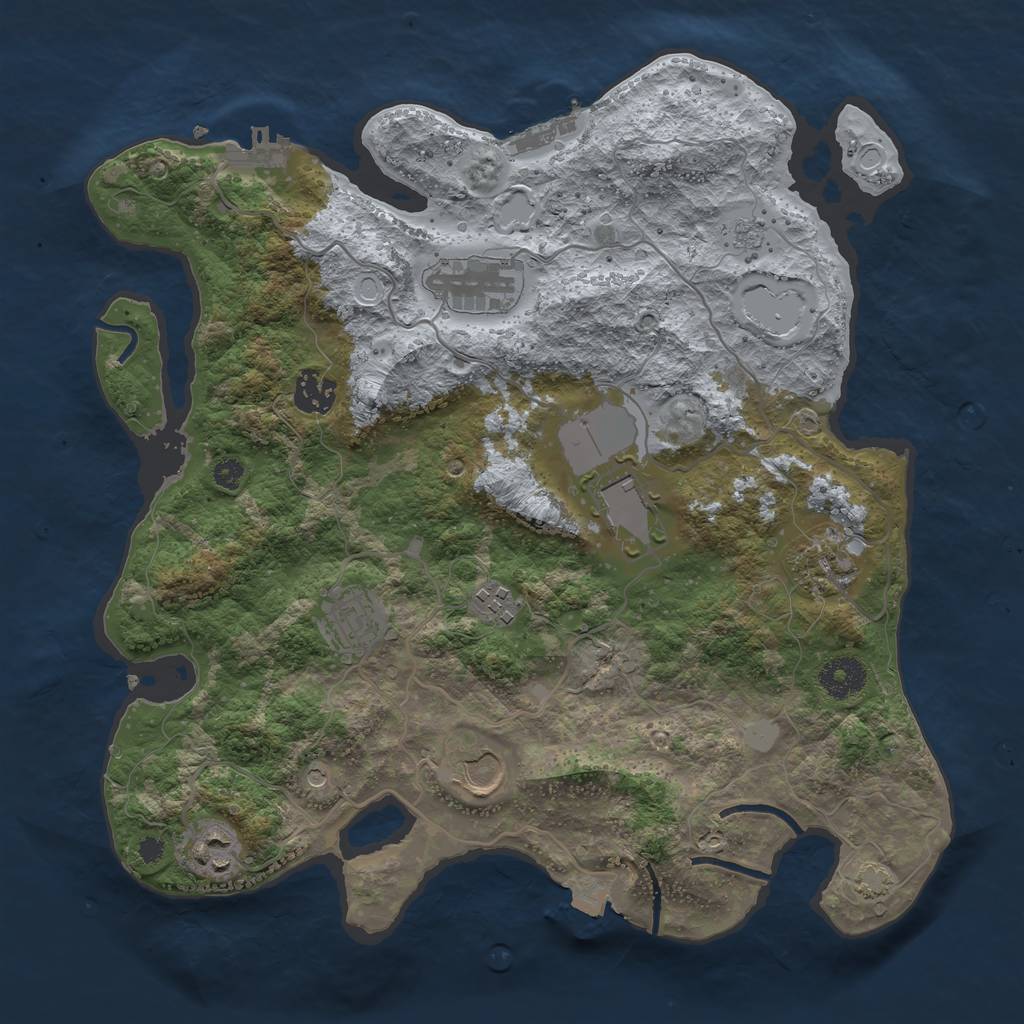 Rust Map: Procedural Map, Size: 3500, Seed: 1323584643, 16 Monuments