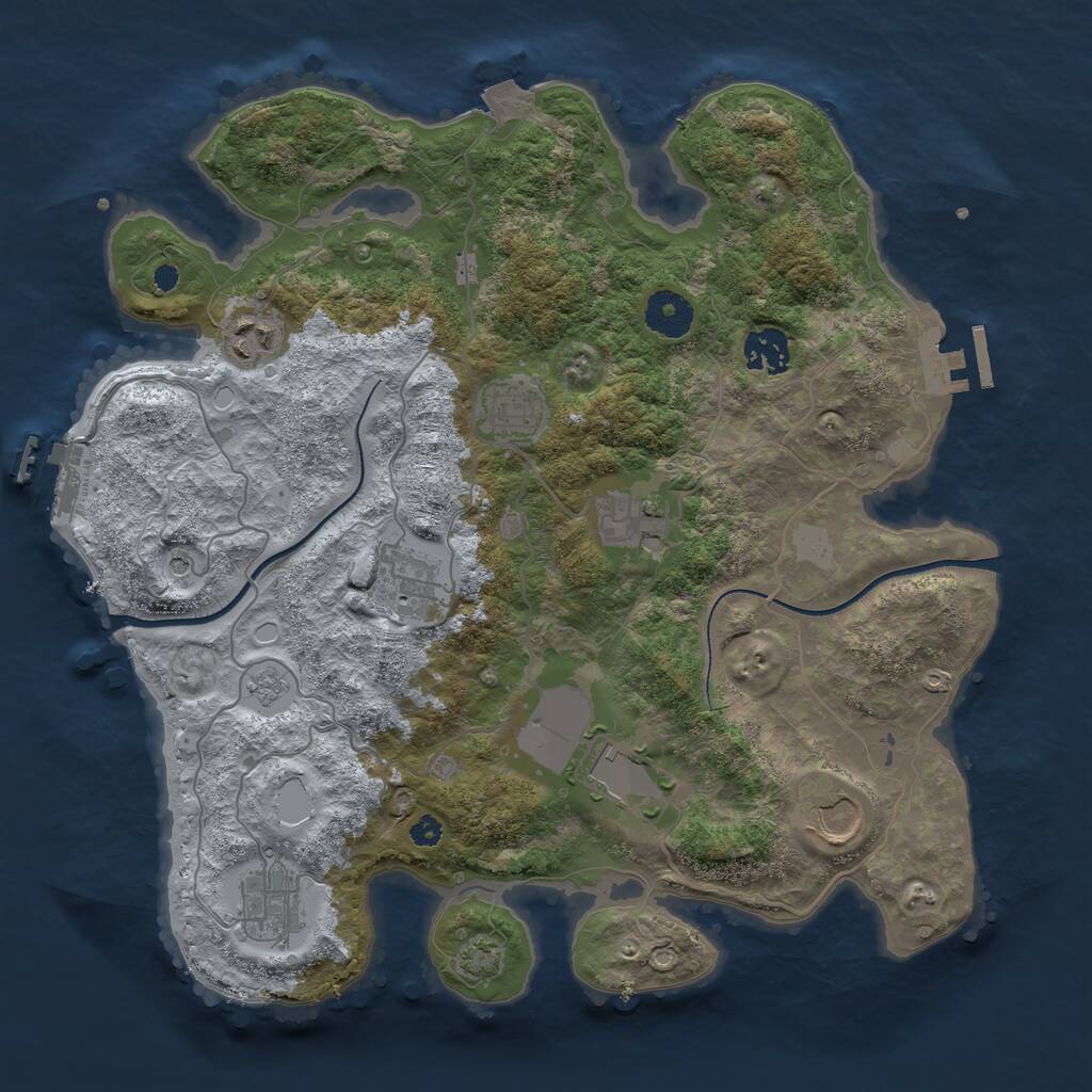 Rust Map: Procedural Map, Size: 3500, Seed: 75358114, 14 Monuments