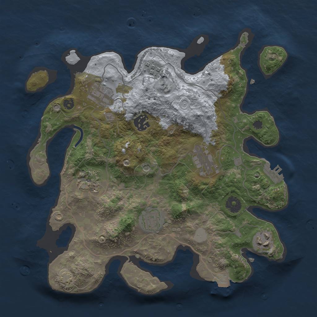 Rust Map: Procedural Map, Size: 3000, Seed: 32534, 13 Monuments