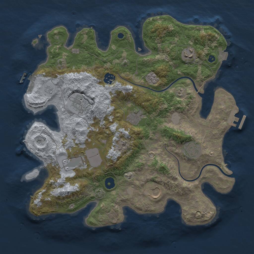 Rust Map: Procedural Map, Size: 3500, Seed: 1019599466, 14 Monuments