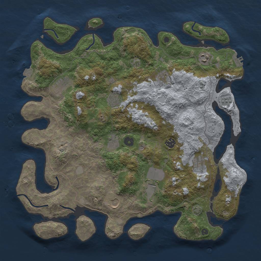 Rust Map: Procedural Map, Size: 4000, Seed: 1645715228, 17 Monuments