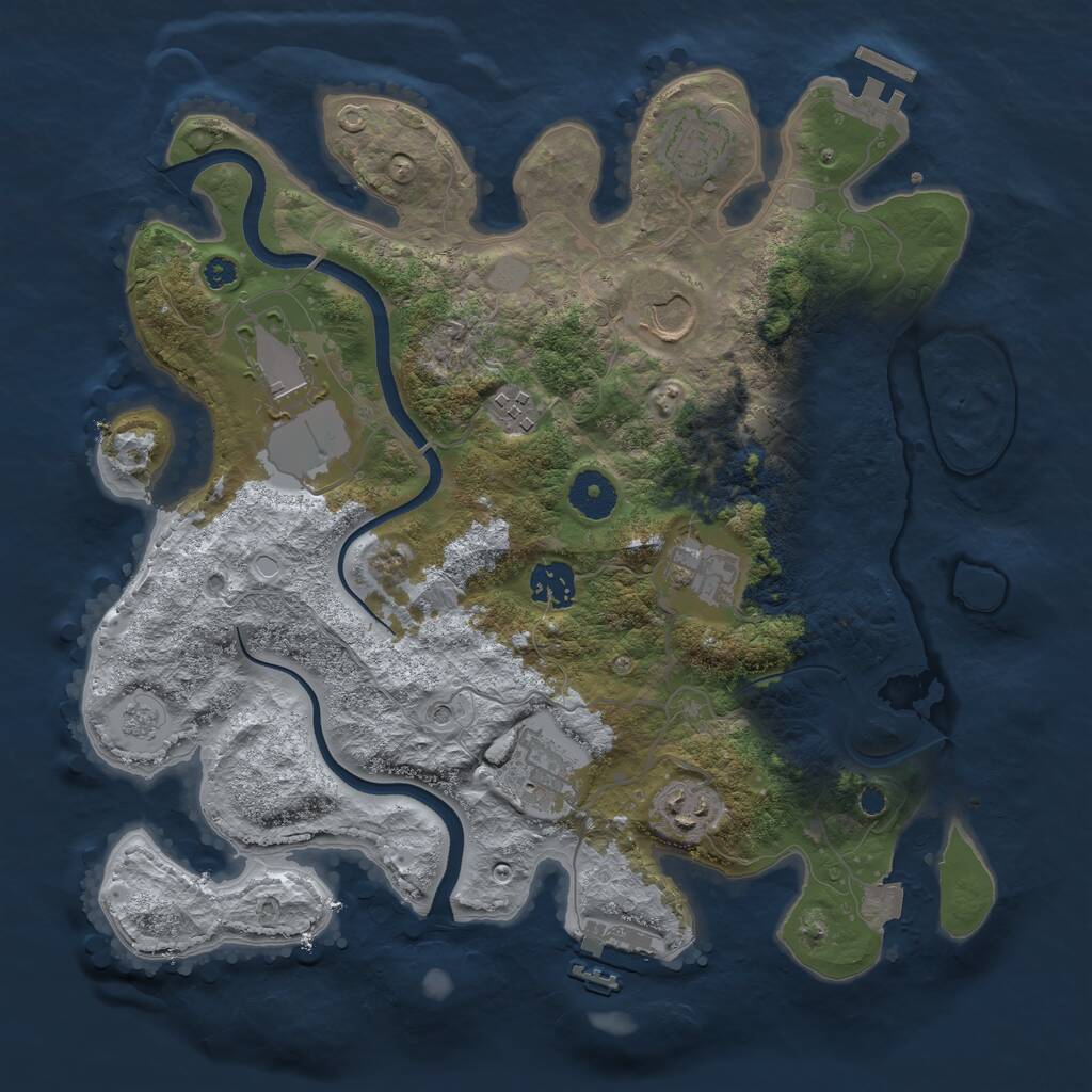 Rust Map: Procedural Map, Size: 3500, Seed: 1868667877, 14 Monuments