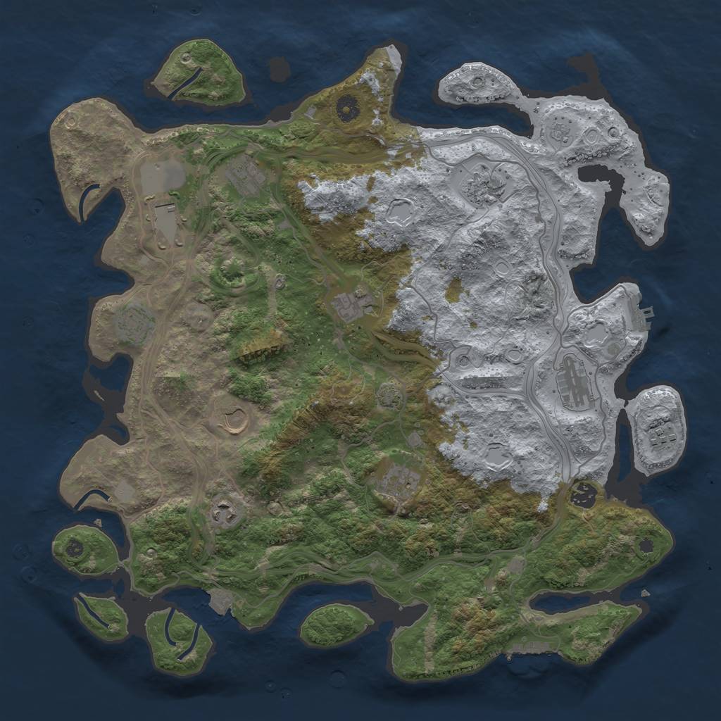 Rust Map: Procedural Map, Size: 4250, Seed: 1583178557, 19 Monuments