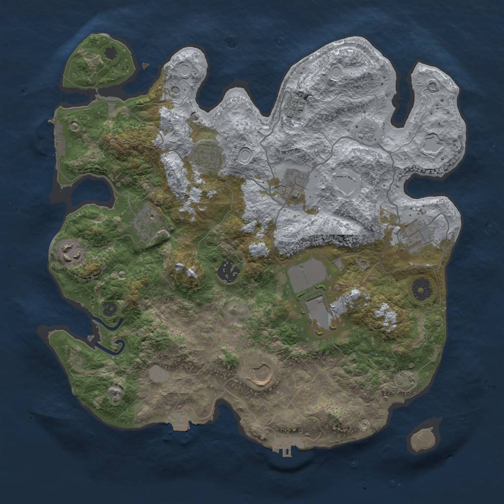 Rust Map: Procedural Map, Size: 3500, Seed: 1359905311, 17 Monuments