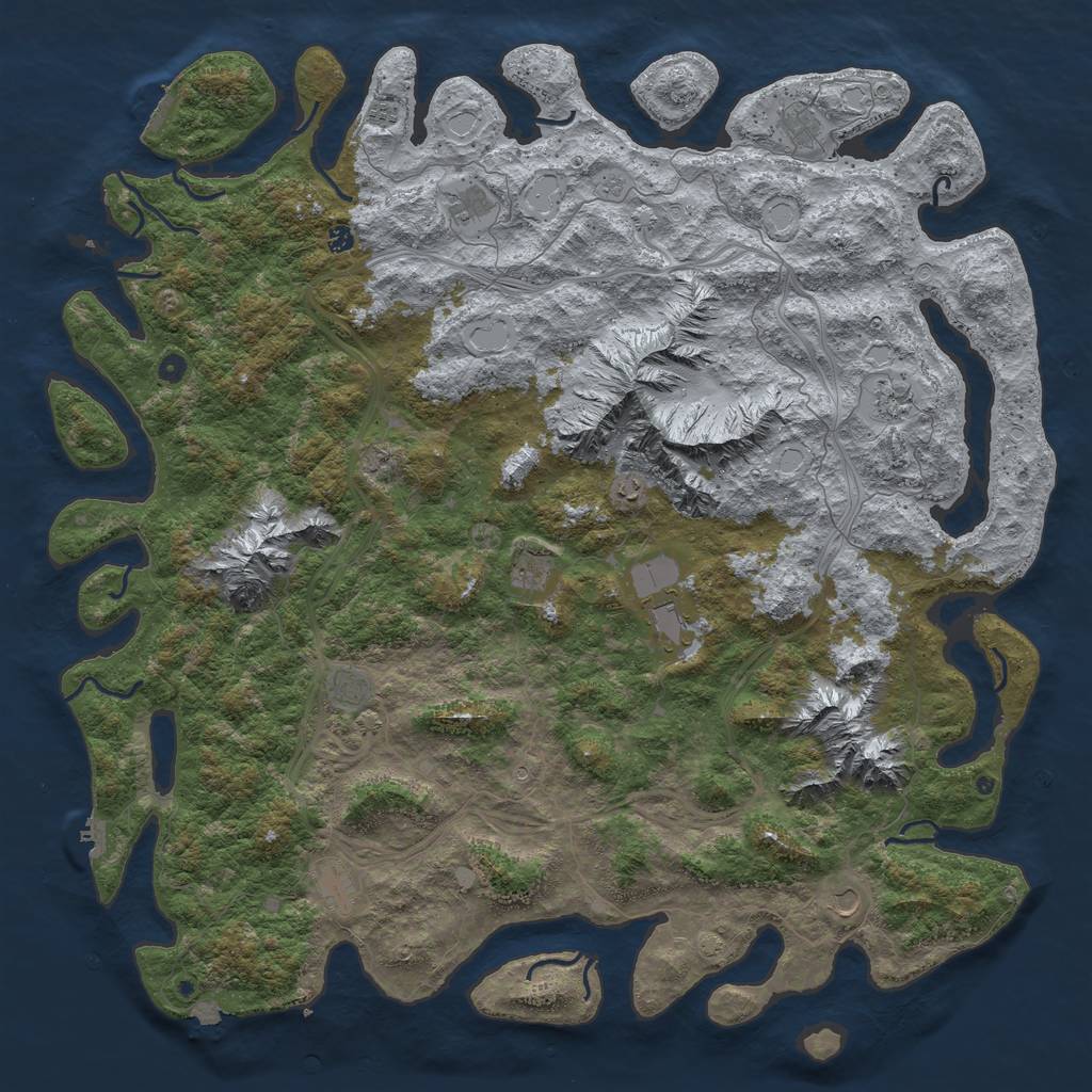 Rust Map: Procedural Map, Size: 6000, Seed: 2073789666, 19 Monuments