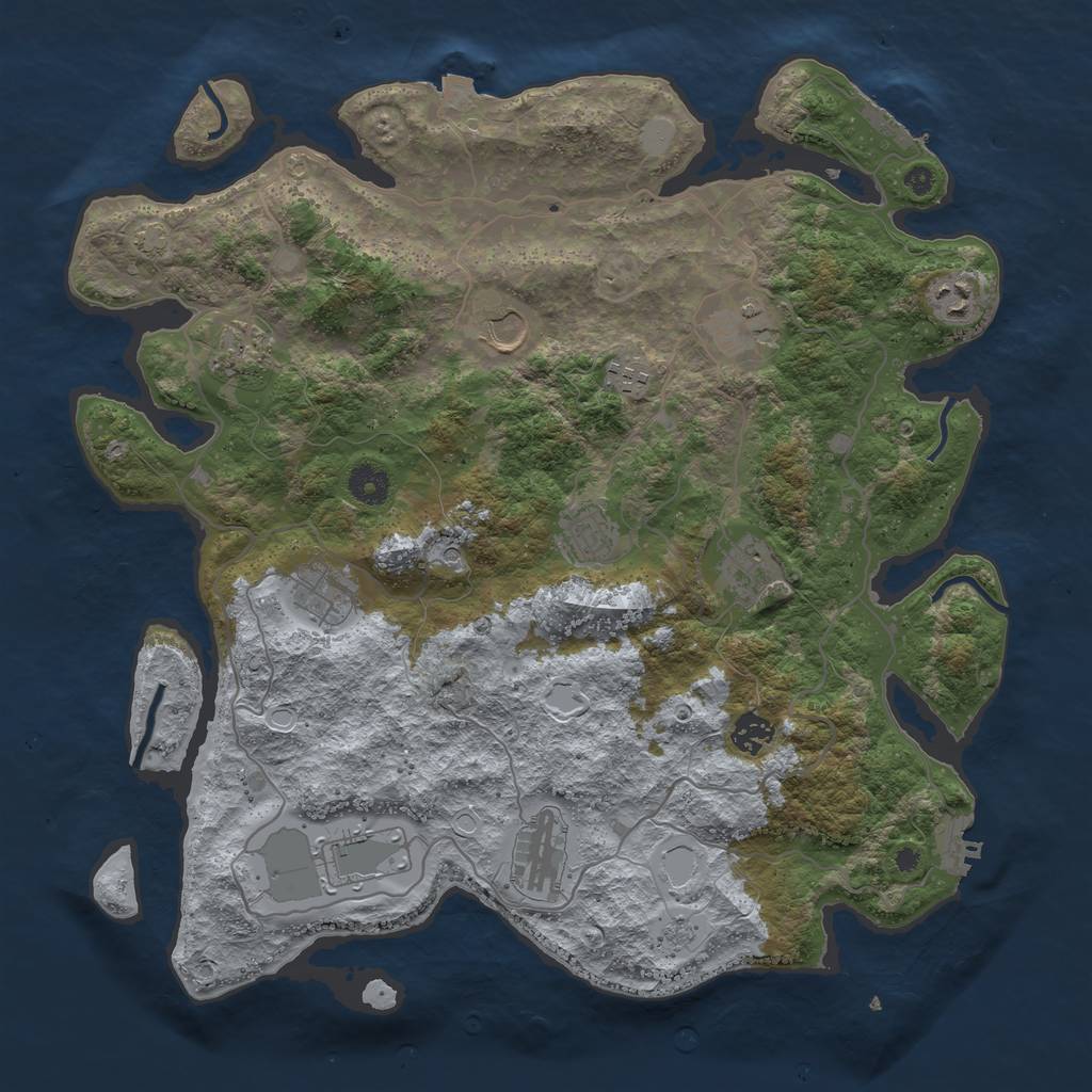 Rust Map: Procedural Map, Size: 4000, Seed: 1972651710, 19 Monuments