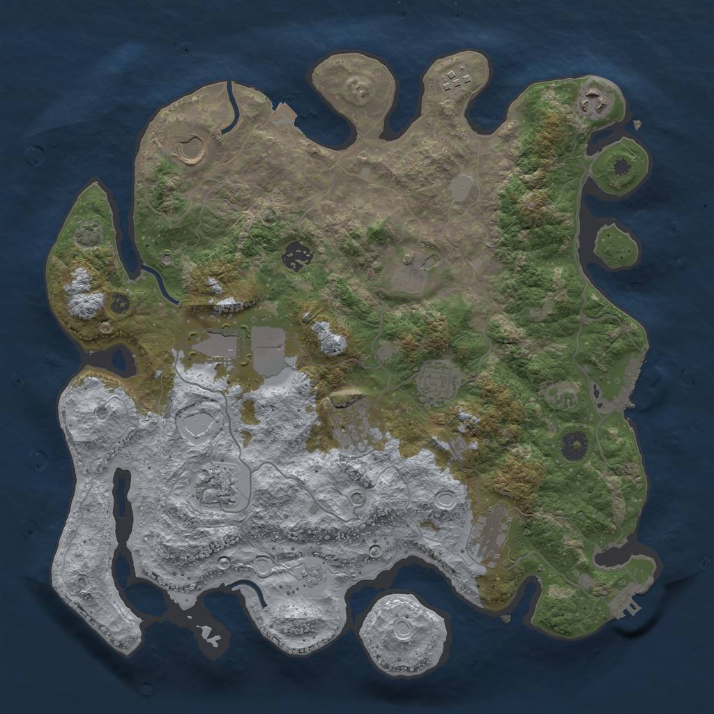 Rust Map: Procedural Map, Size: 3750, Seed: 320426191, 18 Monuments