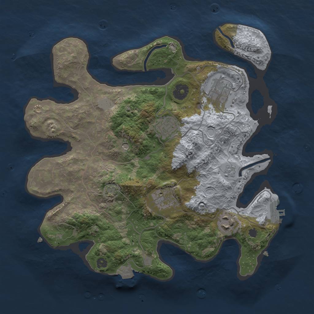 Rust Map: Procedural Map, Size: 3000, Seed: 600371869, 11 Monuments