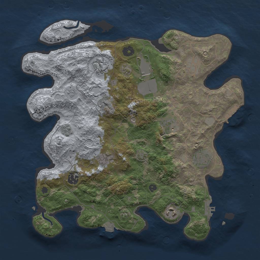 Rust Map: Procedural Map, Size: 3500, Seed: 881754729, 17 Monuments
