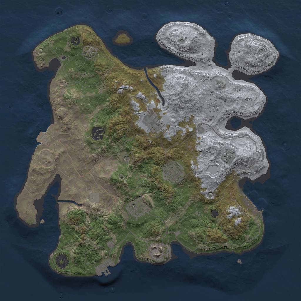 Rust Map: Procedural Map, Size: 3250, Seed: 568648, 14 Monuments
