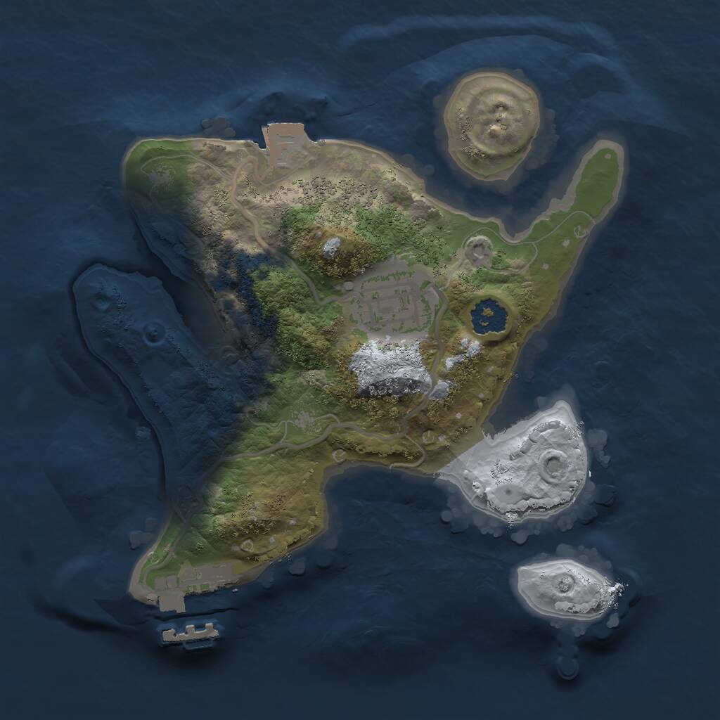 Rust Map: Procedural Map, Size: 2000, Seed: 1774047081, 3 Monuments
