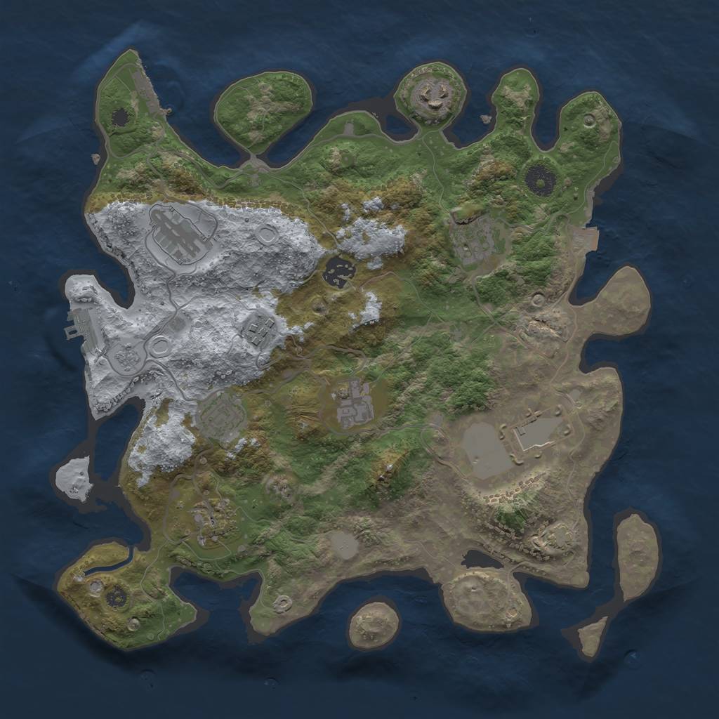 Rust Map: Procedural Map, Size: 3500, Seed: 1856452169, 16 Monuments