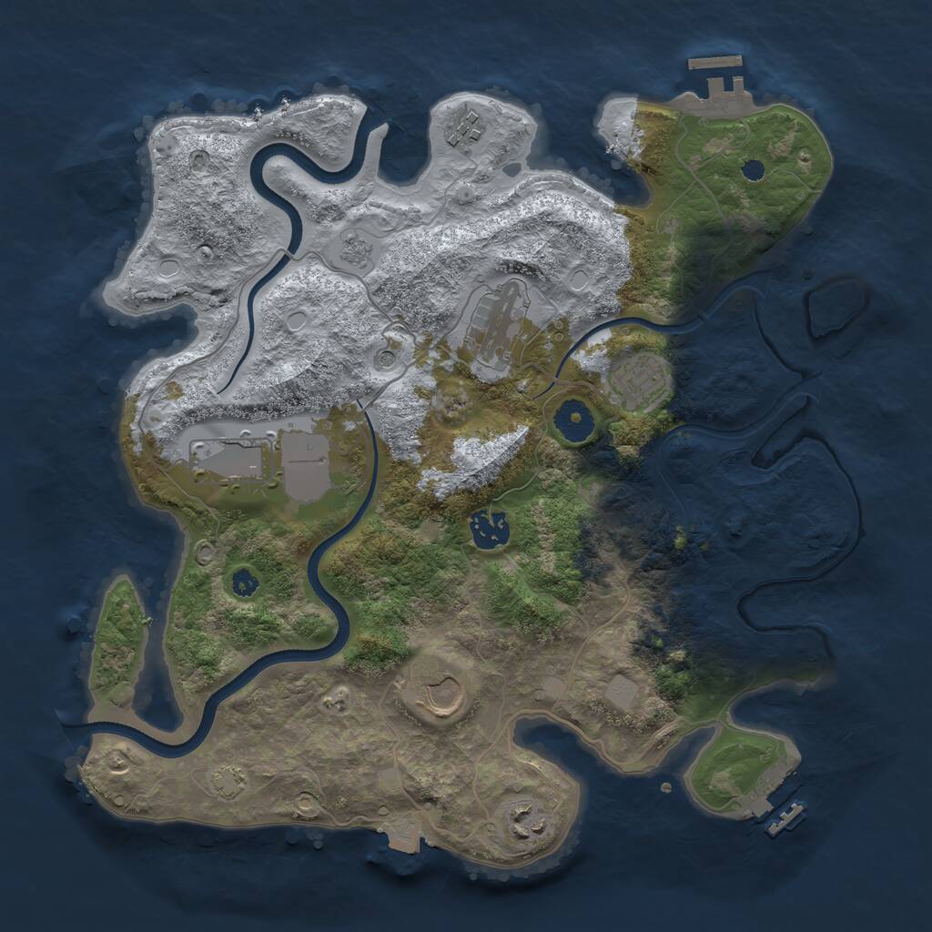 Rust Map: Procedural Map, Size: 3500, Seed: 1147482294, 13 Monuments