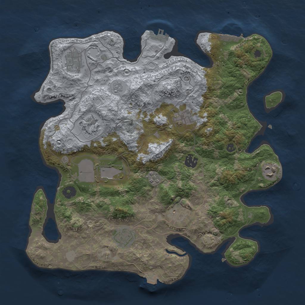 Rust Map: Procedural Map, Size: 3500, Seed: 1147482294, 17 Monuments
