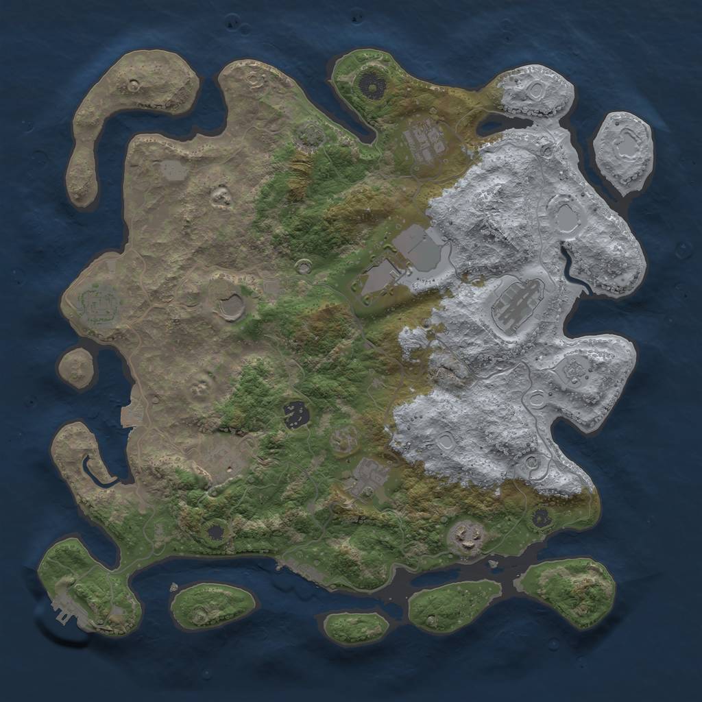 Rust Map: Procedural Map, Size: 3850, Seed: 125599200, 17 Monuments
