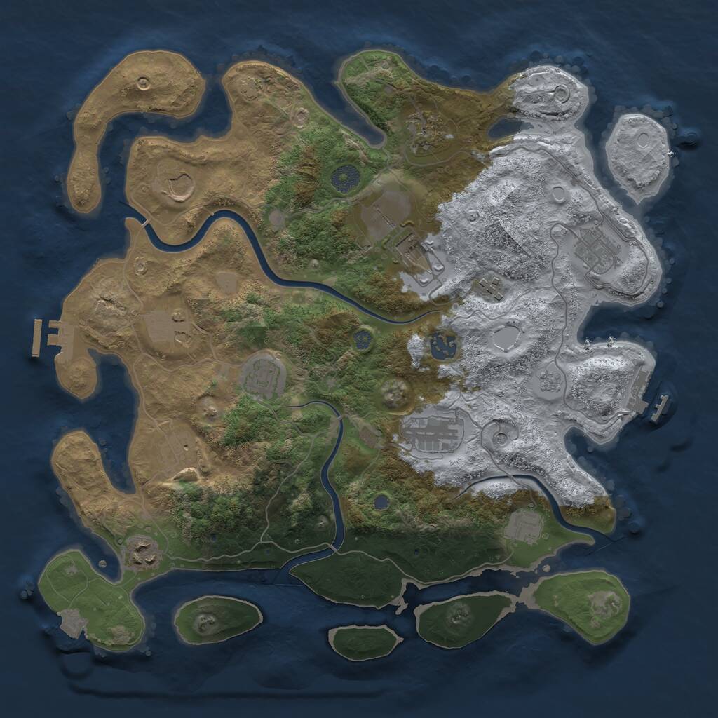 Rust Map: Procedural Map, Size: 3850, Seed: 125599200, 19 Monuments