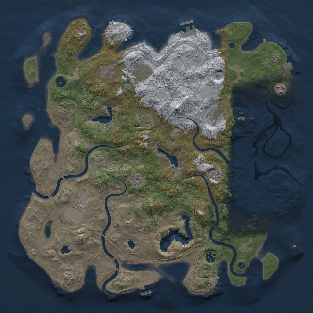 Rust Map: Procedural Map, Size: 4500, Seed: 1027000733, 16 Monuments