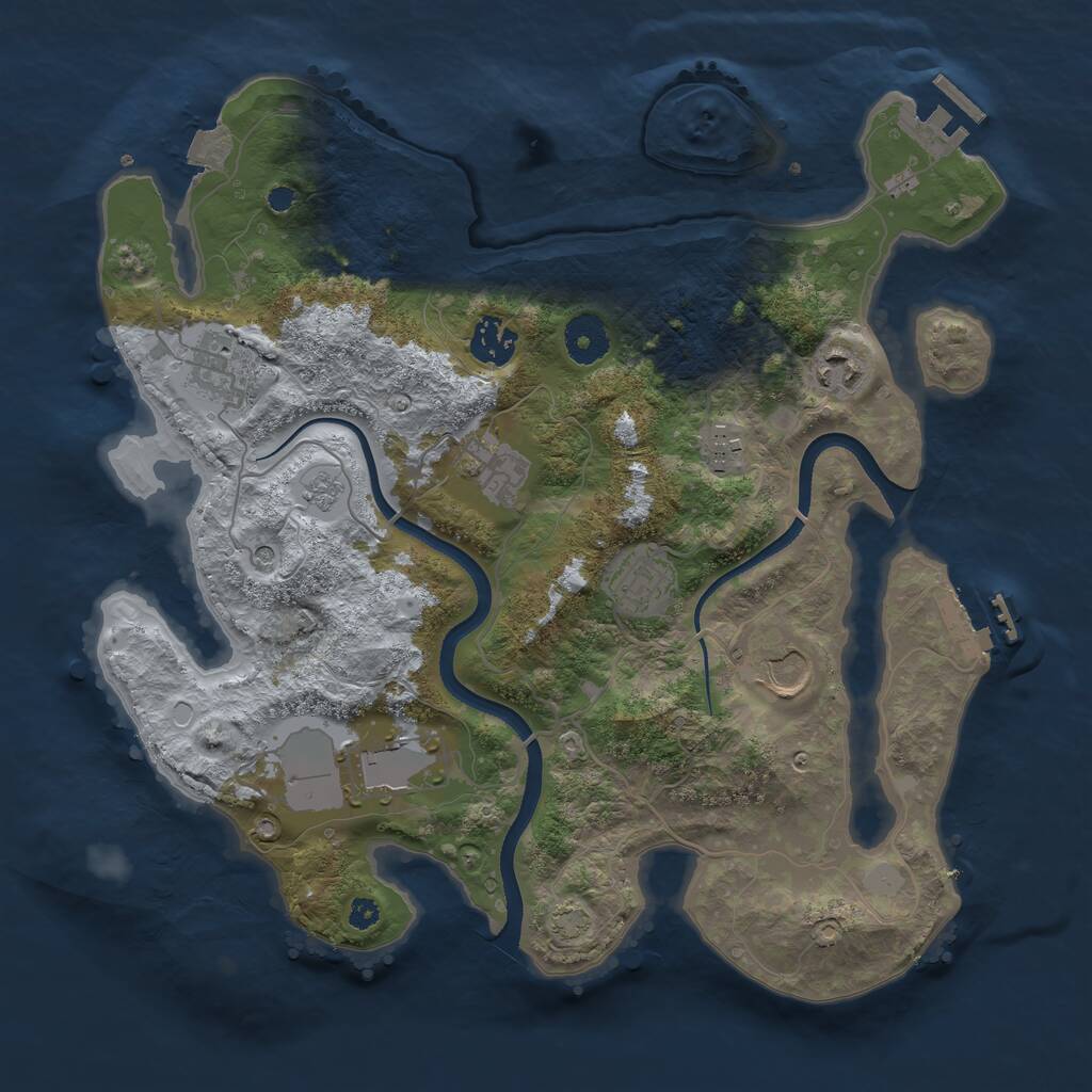 Rust Map: Procedural Map, Size: 3500, Seed: 1351629275, 14 Monuments