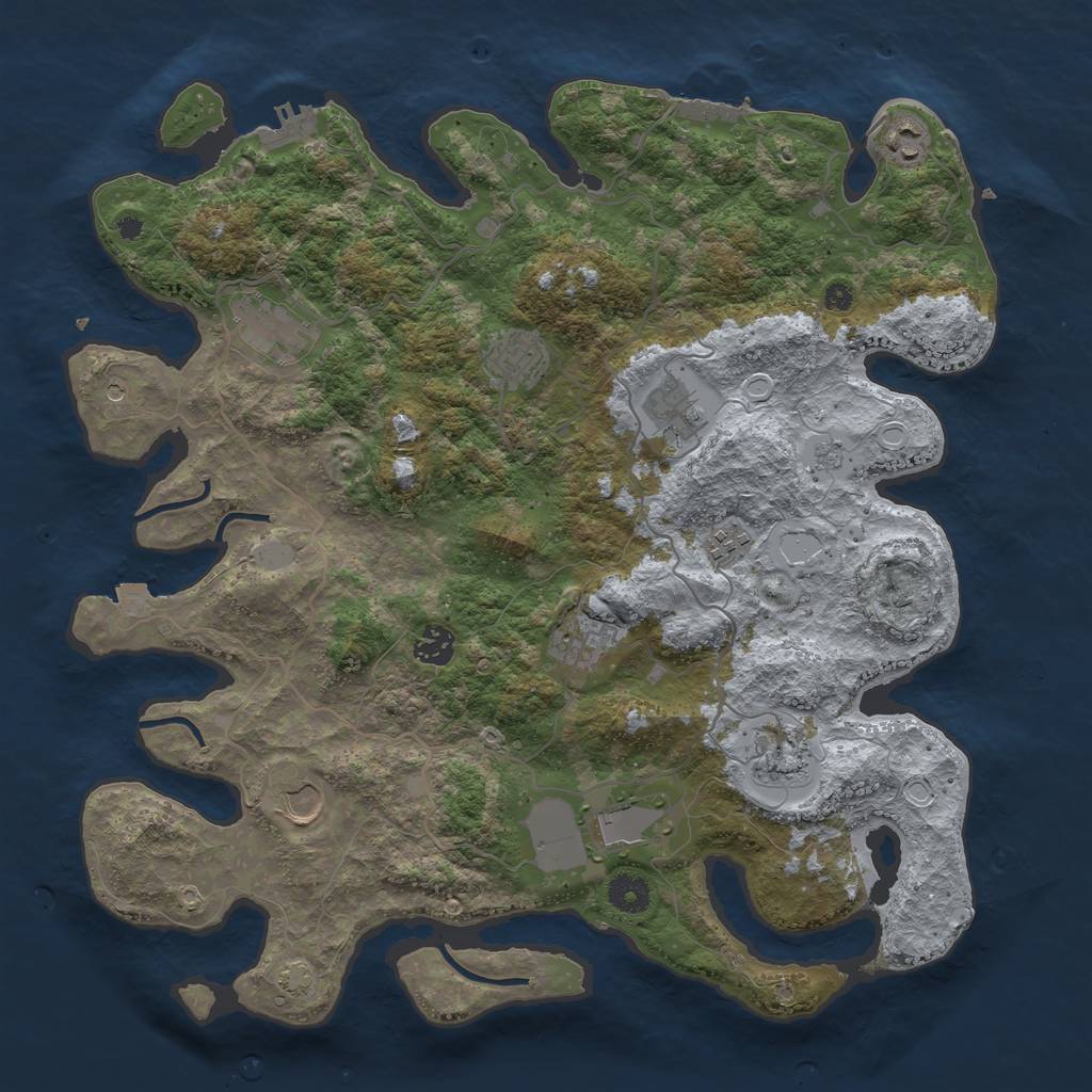 Rust Map: Procedural Map, Size: 4000, Seed: 772693238, 18 Monuments
