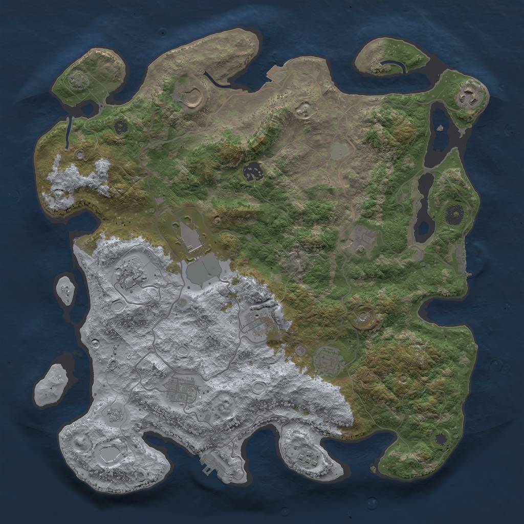 Rust Map: Procedural Map, Size: 4000, Seed: 1241024692, 18 Monuments