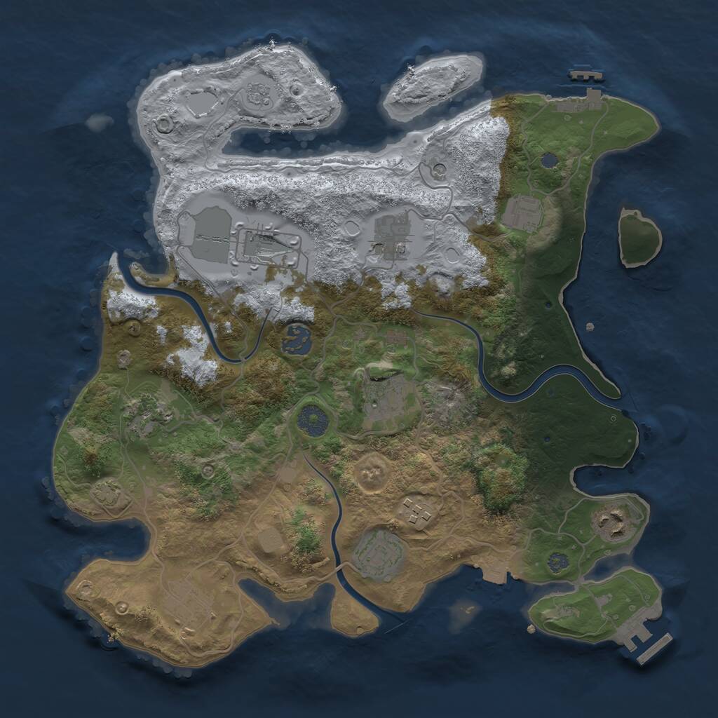 Rust Map: Procedural Map, Size: 3500, Seed: 755048771, 17 Monuments
