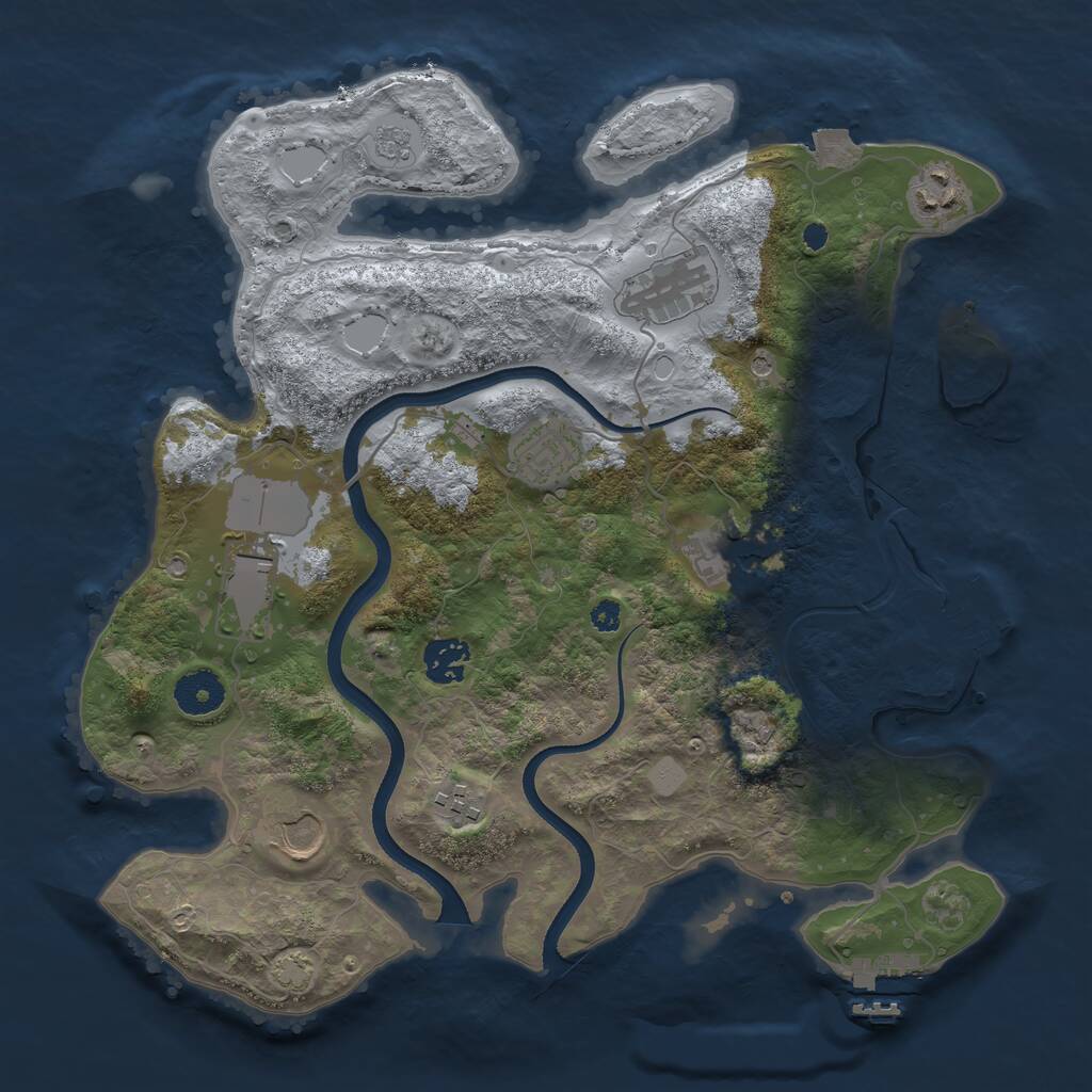 Rust Map: Procedural Map, Size: 3500, Seed: 755048771, 14 Monuments