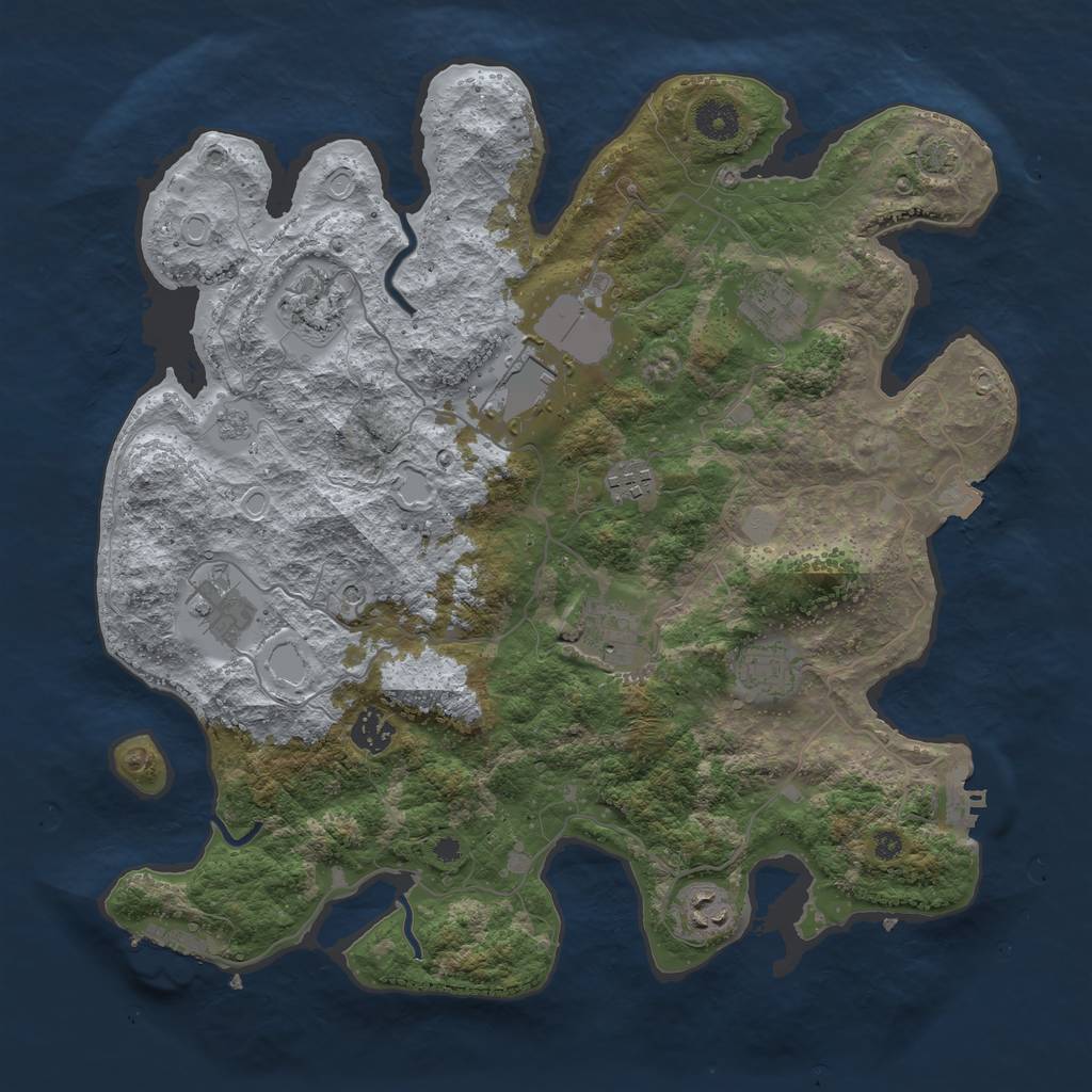 Rust Map: Procedural Map, Size: 3800, Seed: 690563225, 17 Monuments